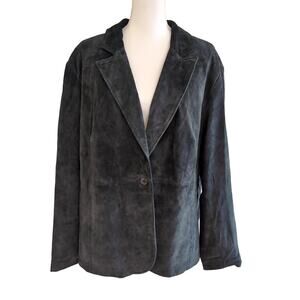 i.e. Woman Black Leather Suede Blazer Jacket Size 3X